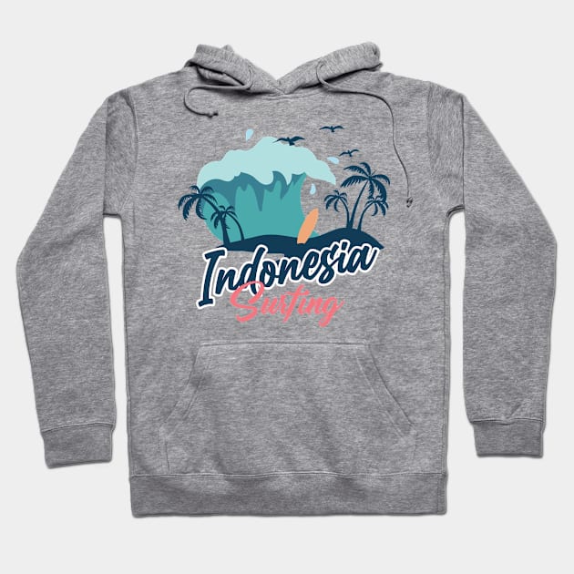 Indonesia surfing Hoodie by SerenityByAlex